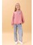 Kız Çocuk Zürafa Nakışlı Mevsimlik Oversize Sweatshirt – Gül Kurusu 5