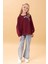 Kız Çocuk Zürafa Nakışlı Mevsimlik Oversize Sweatshirt – Bordo 1