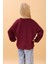 Kız Çocuk Zürafa Nakışlı Mevsimlik Oversize Sweatshirt – Bordo 3