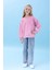 Kız Çocuk Kalp Cep Detaylı Balon Kollu Şardonlu Sweatshirt - Açık Gül 1
