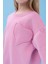 Kız Çocuk Kalp Cep Detaylı Balon Kollu Şardonlu Sweatshirt - Açık Gül 3
