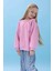 Kız Çocuk Kalp Cep Detaylı Balon Kollu Şardonlu Sweatshirt - Açık Gül 5