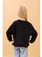 Kız Çocuk Zürafa Nakışlı Mevsimlik Oversize Sweatshirt – Siyah 3