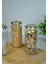 4 Adet Metal Gold Altın Kapaklı Konserve 500 cc Şeffaf Uzun Cam Kavanoz 500 ml 3