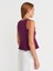 31979 Düğmeli Peplum Top-Mor 2