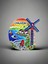 Chalkıdıkı Temalı Kabartmalı Polyester Magnet Buzdolabı Süsü 6,5cm x 6,5cm Turuncu 1