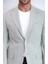 Açık Gri Kazayağı Desenli Gold Renk Metal Düğmeli Slim Fit Erkek Blazer Ceket - Wessi 2