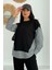 Kadın Mavi Beyaz Çizgili Modern Tasarım Uzun Kollu Gömlek Detaylı Sweatshirt Modal Takım 2