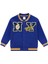 Unisex Çocuk Pamuklu Lacivert Kolej Ceket - Harf ve Ejderha Aplikeli Bomber Mont 1