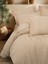Jakarlı Saten Çift Kişilik Nevresim Takımı Florita Bej 2