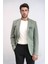 Haki Yeşil Kendinden Desenli Örme Altın Renk Metal Düğmeli Slim Fit Erkek Blazer Ceket - Wessi 1