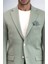 Haki Yeşil Kendinden Desenli Örme Altın Renk Metal Düğmeli Slim Fit Erkek Blazer Ceket - Wessi 2