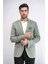 Haki Yeşil Kendinden Desenli Örme Altın Renk Metal Düğmeli Slim Fit Erkek Blazer Ceket - Wessi 3