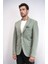 Haki Yeşil Kendinden Desenli Örme Altın Renk Metal Düğmeli Slim Fit Erkek Blazer Ceket - Wessi 4