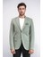 Haki Yeşil Kendinden Desenli Örme Altın Renk Metal Düğmeli Slim Fit Erkek Blazer Ceket - Wessi 5