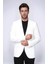 Ekru Kedinden Desenli Örme Altın Renk Metal Düğmeli Slim Fit Erkek Blazer Ceket - Wessi 1