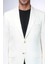Ekru Kedinden Desenli Örme Altın Renk Metal Düğmeli Slim Fit Erkek Blazer Ceket - Wessi 2