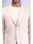 Bej Kendinden Desenli Örme Altın Renk Metal Düğmeli Slim Fit Erkek Blazer Ceket - Wessi 2