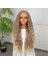 Yoğun Dalga Kumral Platin Röfleli Fiber Sentetik Geniş T Tül Peruk 1