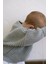 Unisex Regular Bebek Çocuk Kazak Gri Bisiklet Yaka Oversize Triko Kazak 3