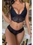 Kadın Siyah Dantel Bralet ve Slip Külotlu Iç Çamaşır Takımı 3