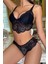 Kadın Siyah Dantel Bralet ve Slip Külotlu Iç Çamaşır Takımı 4