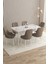 Mazaka Beyaz Mermer 80X132AÇILABILIR Mdf Masa Yemek Odası Takımı,mutfak Takımı 6 adet Sandalye 1