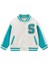 Unisex Çocuk Pamuklu Beyaz Turkuaz Kolej Ceket - Harf Aplikeli Bomber Mont 1