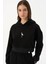 Flamingo Supersoft Crop Hoodie - Siyah 2