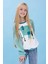 Kız Çocuk Fil Baskılı Bisiklet Yaka Oversize Mevsimlik sweatshirt - Ekru/çağla 5