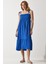 Askılı Krinkıl Yazlık Örme Elbise LUB0215 Mavi 2