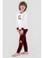 Erkek Çocuk Pamuklu Bisiklet Yaka Puzzle Baskılı Uzun Kollu Pijama Takımı 9618-1 Bordo 1