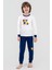 Erkek Çocuk Pamuklu Bisiklet Yaka Puzzle Baskılı Uzun Kollu Pijama Takımı 9618-1 Lacivert 3