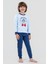 Erkek Çocuk Pamuklu Bisiklet Yaka Kaplan Baskılı Uzun Kollu Pijama Takımı 9620-1 Mavi 1