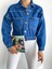 Çift Cepli Denim Crop Ceket Mavi 1