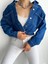 Çift Cepli Denim Crop Ceket Mavi 2