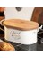 Metal Ahşap Kapaklı Tel Kulplu Metal Ekmeklik (Bread Baskılı) LN1293B 3