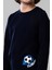 Erkek Çocuk Pamuklu Bisiklet Yaka Futbol Topu Baskılı Uzun Kollu Pijama Takımı 9622-1 Mavi 2