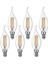 6 Adet Kıvrık Buji Ampul 4W Şeffaf Filament Rustik LED Ampul - E14 Duy, 3200K Günışığı Işık - Cata - Avize Ampulü 1