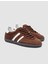 %100 Hakiki Deri Kahverengi Bağcıklı Kadın Sneaker 2