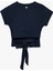 Slim Fit Kısa Kollu Bağlama Detaylı Crop Spor Tişört 2