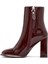 Kadın Bordo Fermuarlı Yüksek Kalın Topuklu Rugan Deri Bot 25WFD131116 6