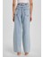 Kadın Regular Fit Tokalı Geniş Paça Baggy Mavi Jean Kot Pantolon 5