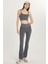 Kadın Slim Fit Dar Kesim Fitilli Dar Paça Gri Pantolon 3