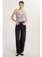 Kadın Regular Fit Tokalı Geniş Paça Baggy Jean Kot Füme Pantolon 4
