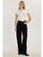 Kadın Regular Fit %100 Pamuk Bol Paça Siyah Jean Kot Pantolon 4