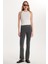 Kadın Slim Fit Dar Kesim Fitilli Dar Paça Antrasit Pantolon 4