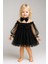 Kız Çocuk Siyah Tül Fiyonk ve Inci Detaylı Elbise 1
