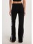 Kadın Slim Fit Dar Kesim Beli Lastikli Ispanyol Paça Siyah Pantolon 4