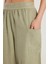 Kadın Relax Fit Rahat Kesim Beli Lastikli %100 Pamuk Bol Paça haki Pantolon 2